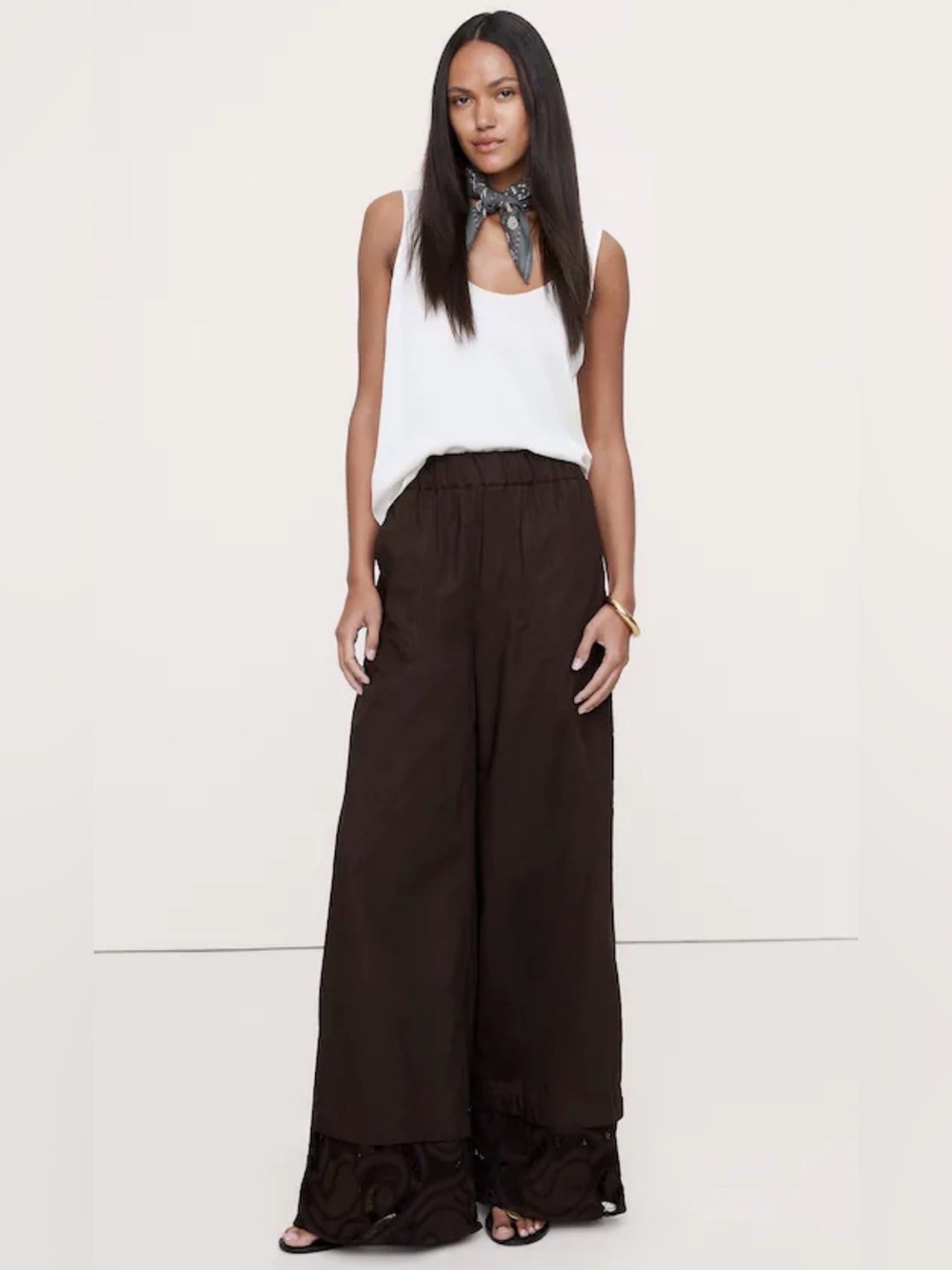NWOT Banana Republic Embroidered Cotton Pull On Ganache brown Sz XS